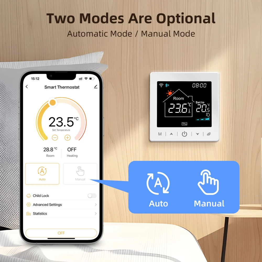 AVATTO Tuya Wifi Wireless Thermostat for Gas Boiler Water Heating RF Temperature Controller Works with Alexa Google Home Alice