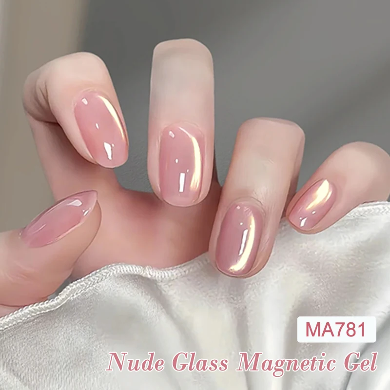 MEET ACROSS 7ml Szklane Koraliki Kocie Oko Żelowy Lakier do Paznokci Flash Złoty Nude Kolor Magnetyczny Żel do Paznokci Letnie Paznokcie Miłość akcesoria do paznokci