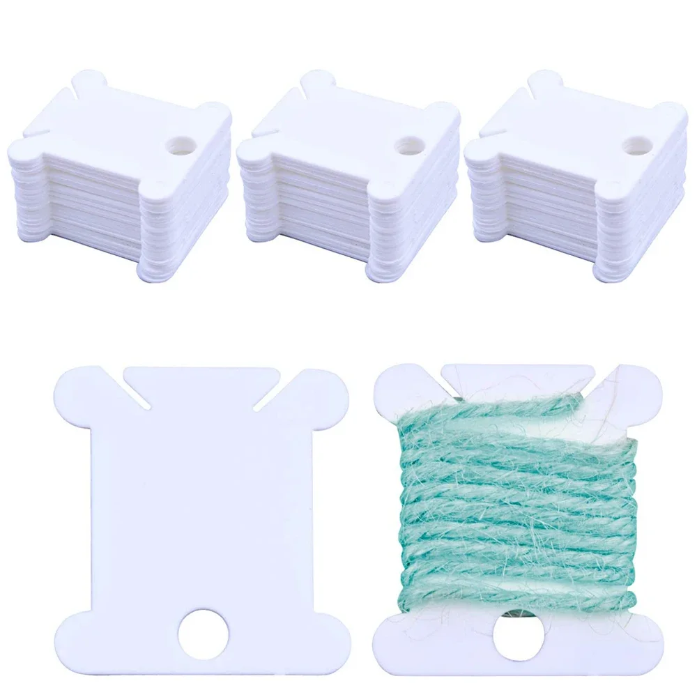 30-90PCS White Plastic Floss Bobbins Cross Stitch Embroidery Thread Cards Bobbin Thread Organizer for Sewing Thread Storage