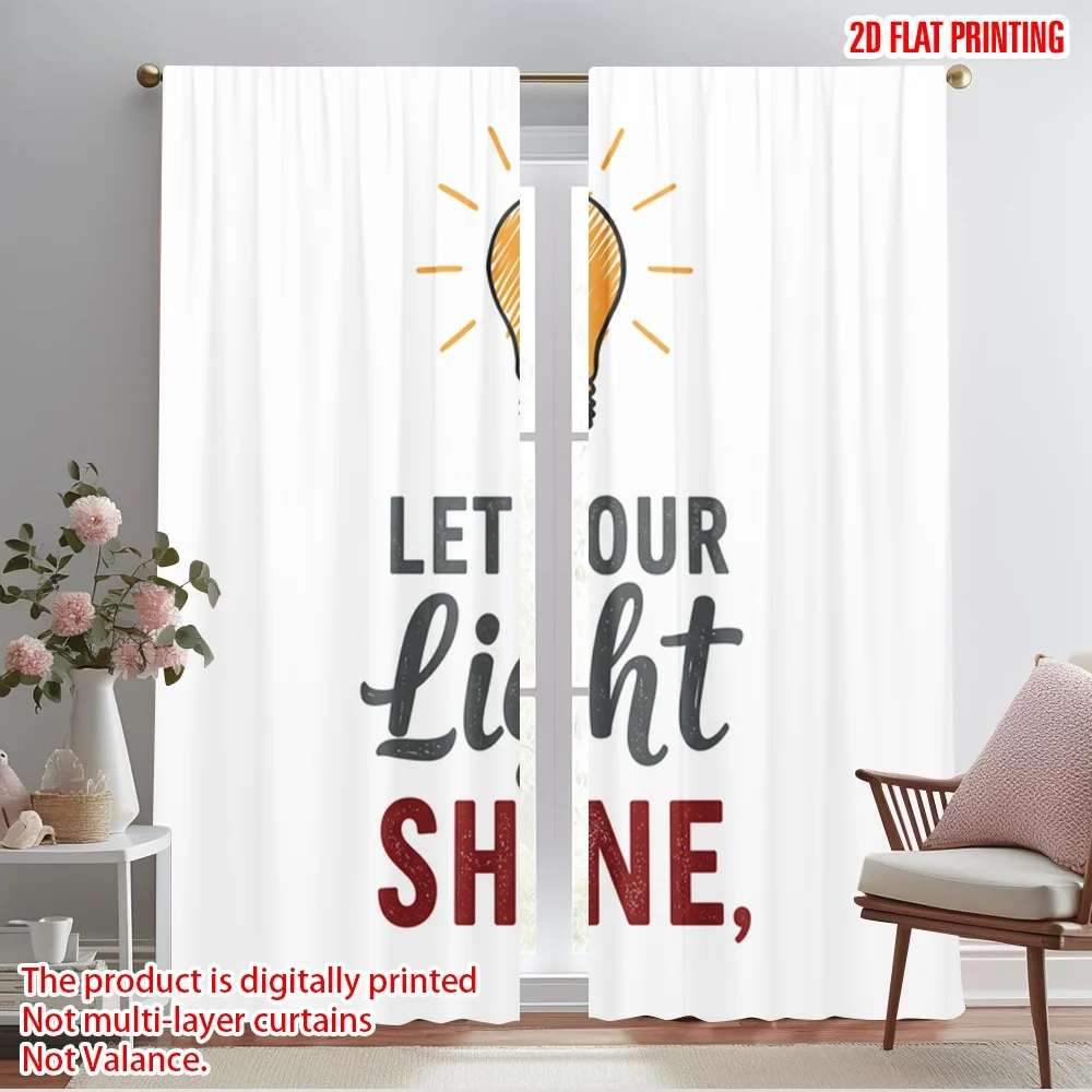 

2pcs 2D flat printing Drapes Light Bulb Shine Polyester Without Electricity 0 Use for Holiday Family Portraits Party Decorations
