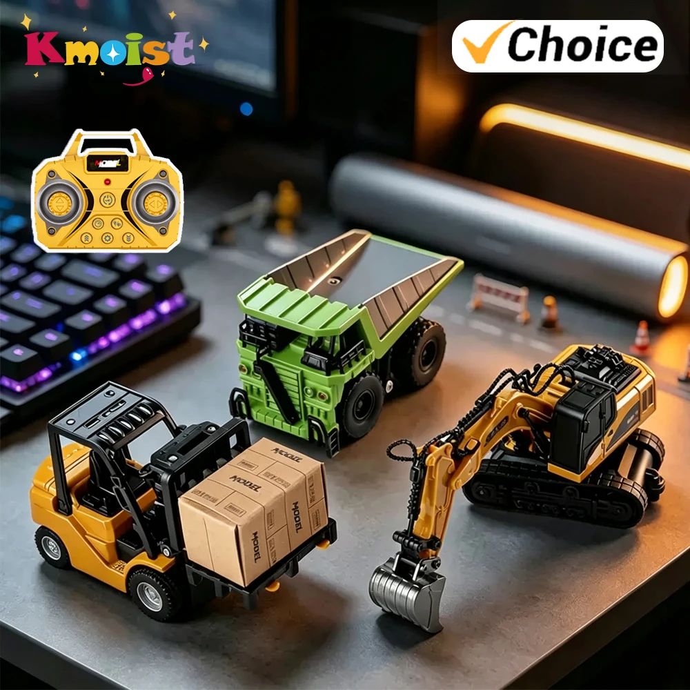 1/64 Mini Remote Control Excavator Toys for Boys Kids RC Truck Desktop Engineering Vehicle Can APP Controlled Toy Children Gifts