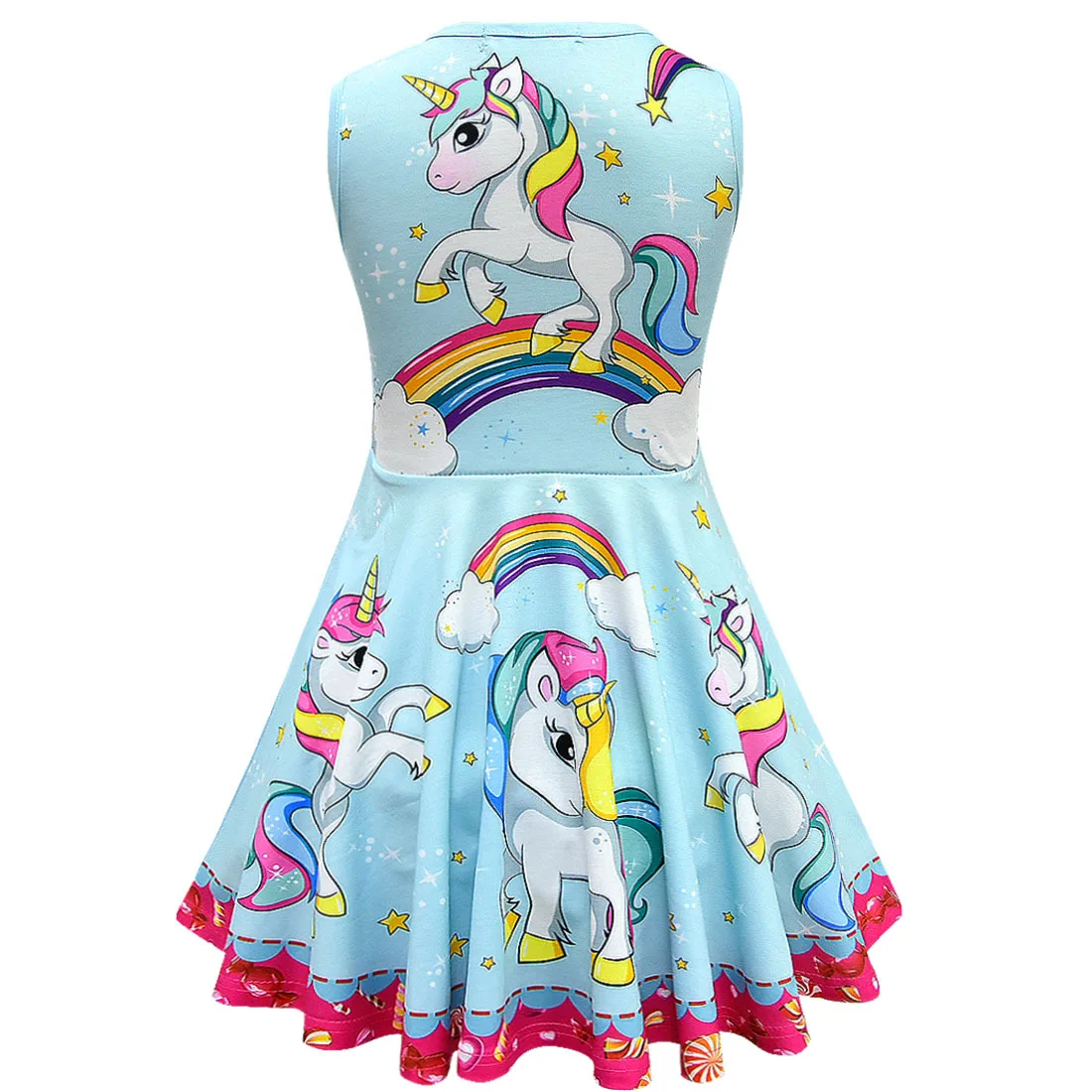 Vestidos sin mangas de unicornio para niña, ropa de estrella de dibujos animados, ropa de fiesta para niños, vestido de princesa para niñas