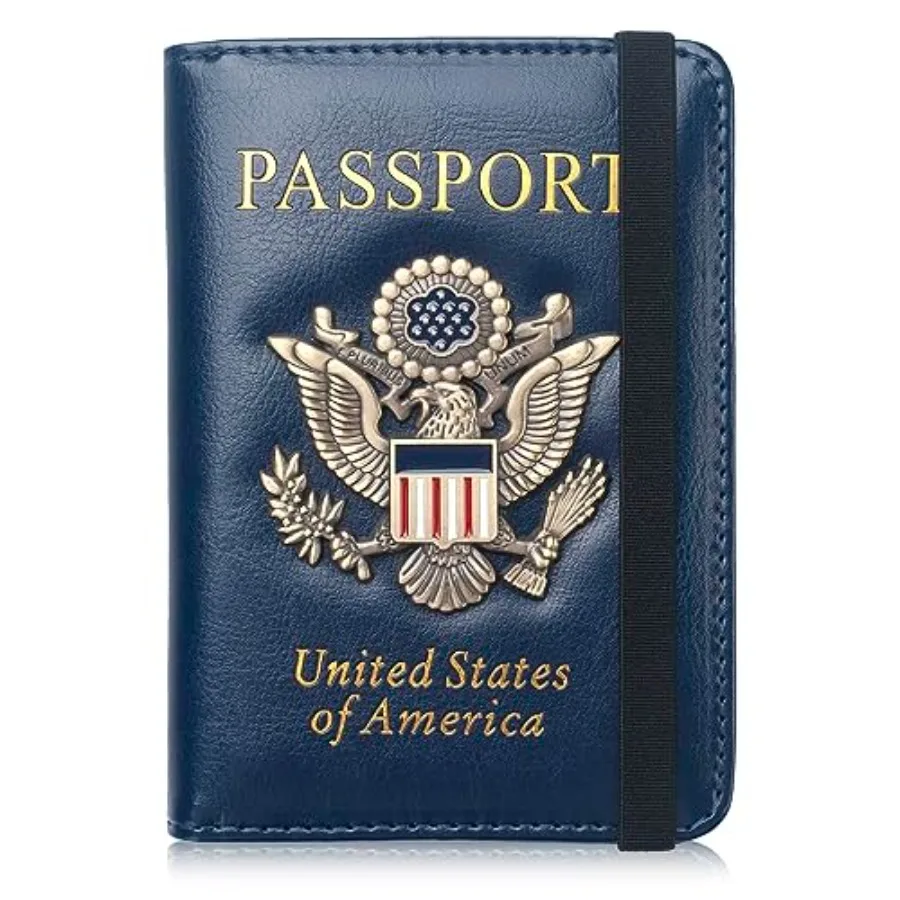 

Passport Holder for Men Women RFID Blocking US Passport Cover Case, Waterproof Leather Passport Book Protector with Vaccine Car