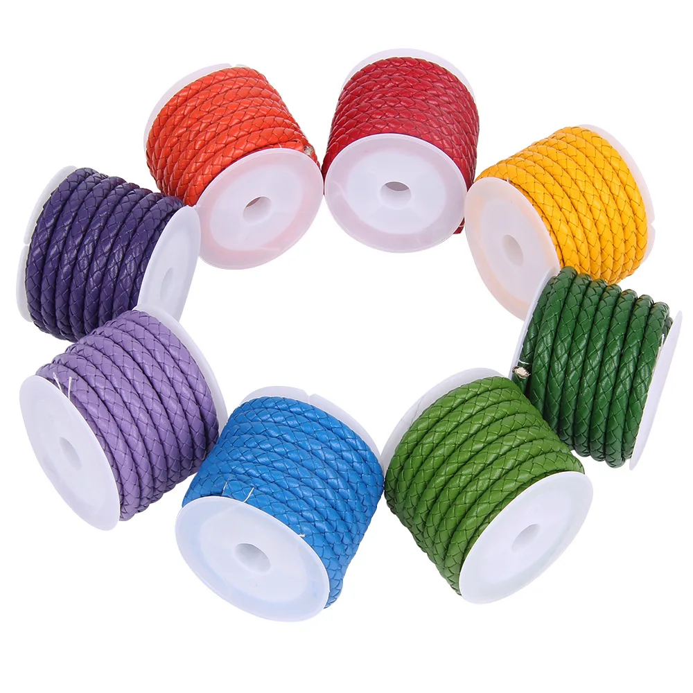 2meters Colorful Braided Genuine Leather Bracelet Findings 3/4/5/6mm Round Leather Cord String Rope DIY Necklace Bracelet Making