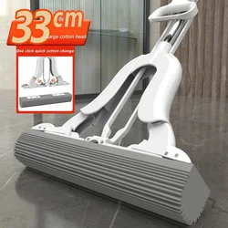 Sponge Mop System with Collapsible Mop Bucket Home Tile Floor Bathroom Cleaning Squeegee and Extendable Telescopic Long Handle