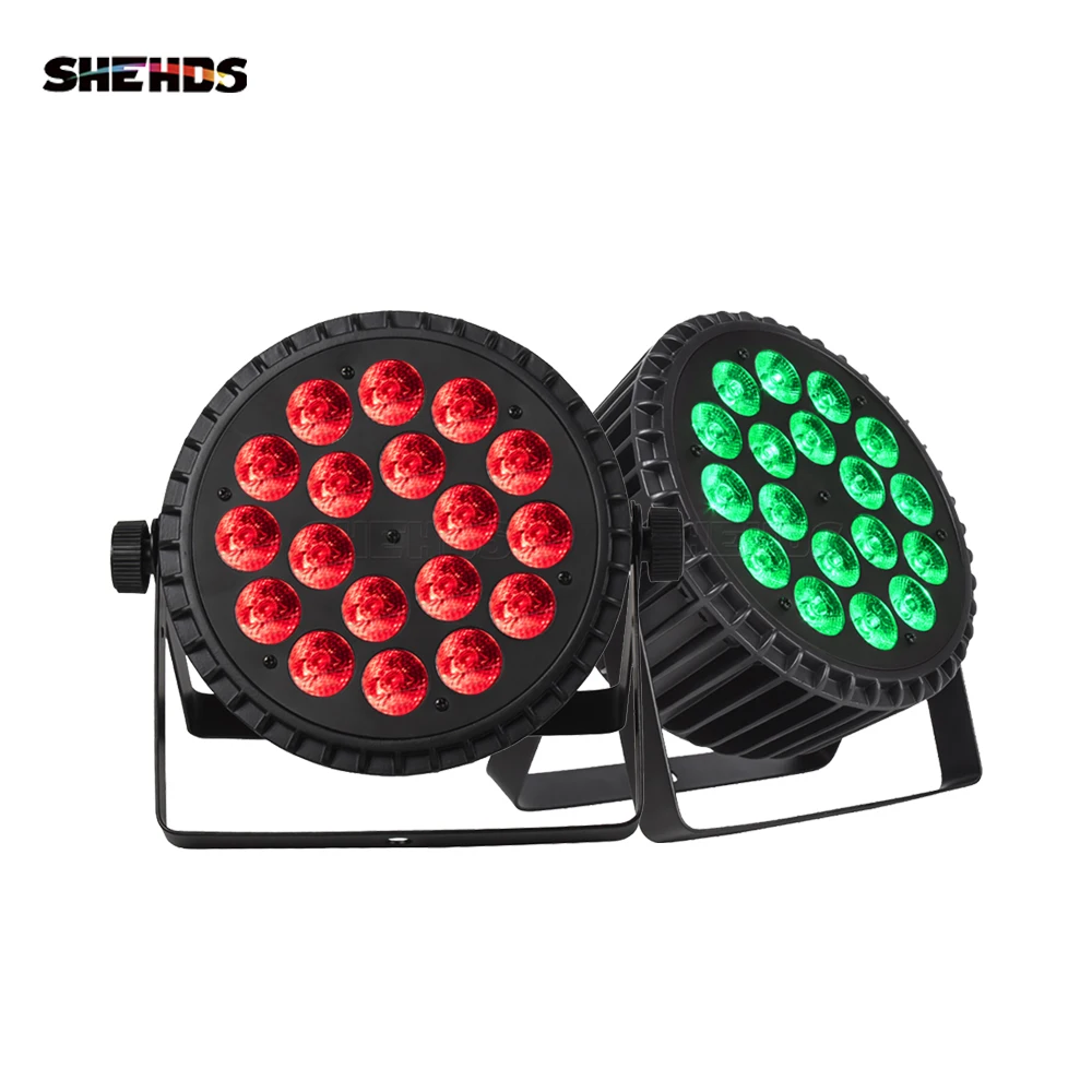 SHEHDS 18x18W LED Par RGBWA UV 6in1 Flat Aluminium Light DMX512 For DJ Disco Wedding Band Wash Professional Stage Lighting