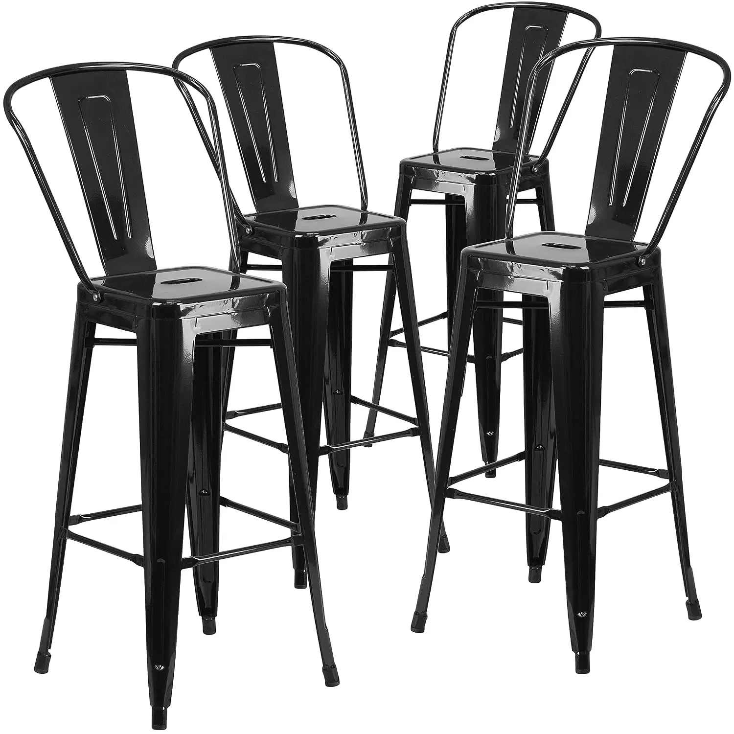 30 in Metal Barstool Indoor Outdoor Black 4-Pack, Customized