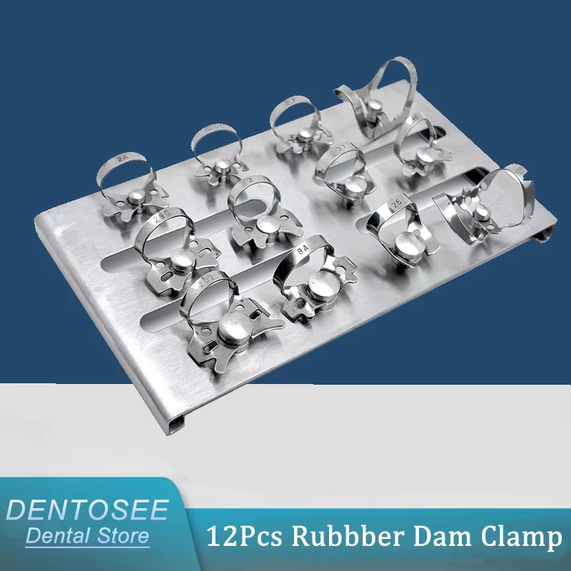 

Dental Rubber Dam Clamps Kit Stainless Steel Endodontic Molar Teeth Frame Holder for Restorative Dentistry