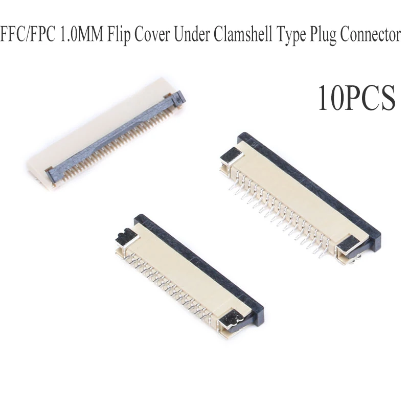 10PCS 4/6/8/10/12/14/16/18/20/24/26/30P FFC/FPC Flat Cable Socket 1MM Flip Cover Under Clamshell Type Plug Connector