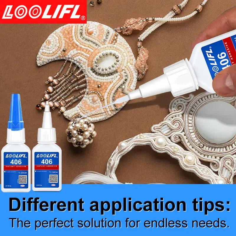 Adesivo novo e atualizado 406 Super Acrylate, secagem instantânea de 5 segundos, resistente à água, boa estabilidade, ferramenta de adesão completa. Adequado para madeira, plástico, cerâmica, metal, borracha, etc.