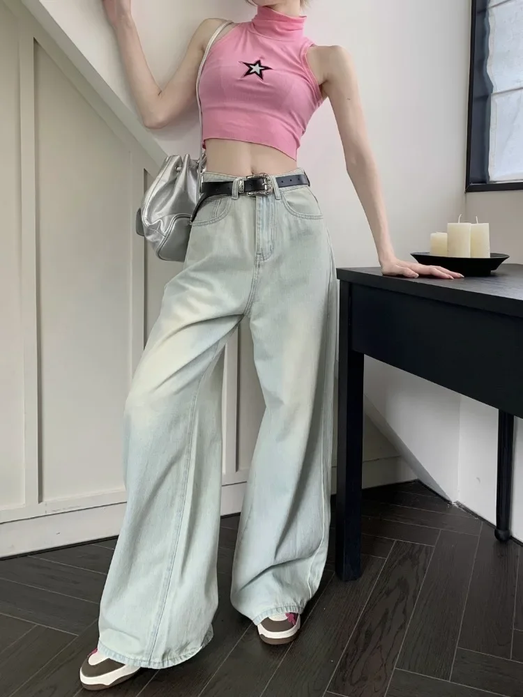 Vintage Jeans Women Denim High Street Leisure Straight Retro Simple Harajuku Full Length Basic Trendy Empire All-match Classic