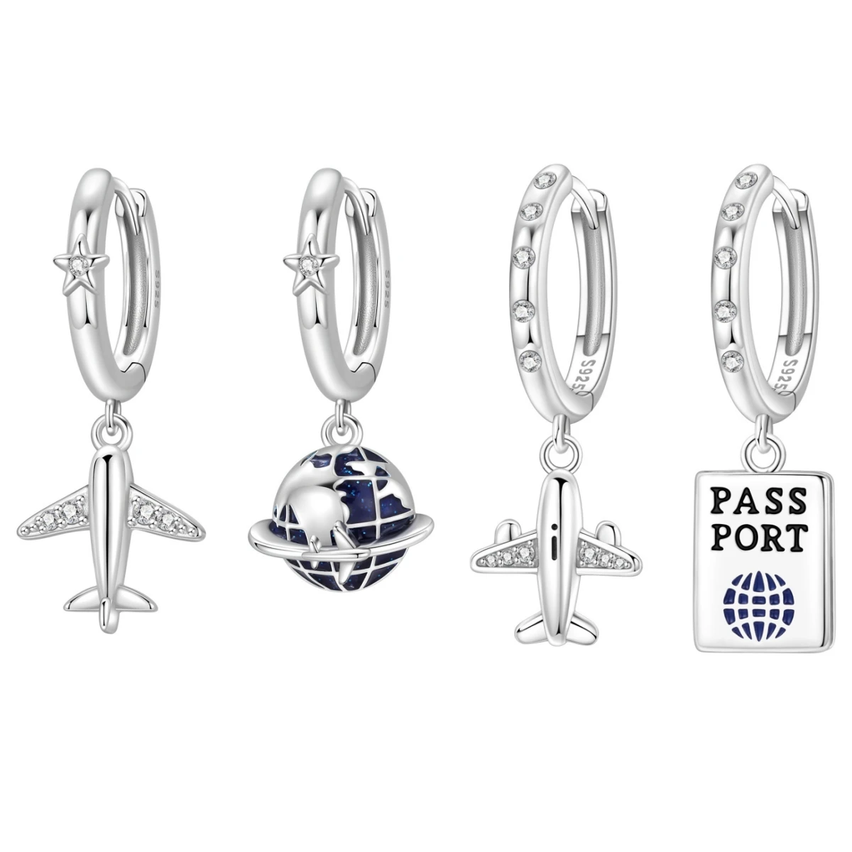 PANPOKI 925 Sterling Silber Flugzeug Reise Urlaub Ohrringe Original Schmuck Hängeohrringe Schmuck Party Jubiläumsgeschenke