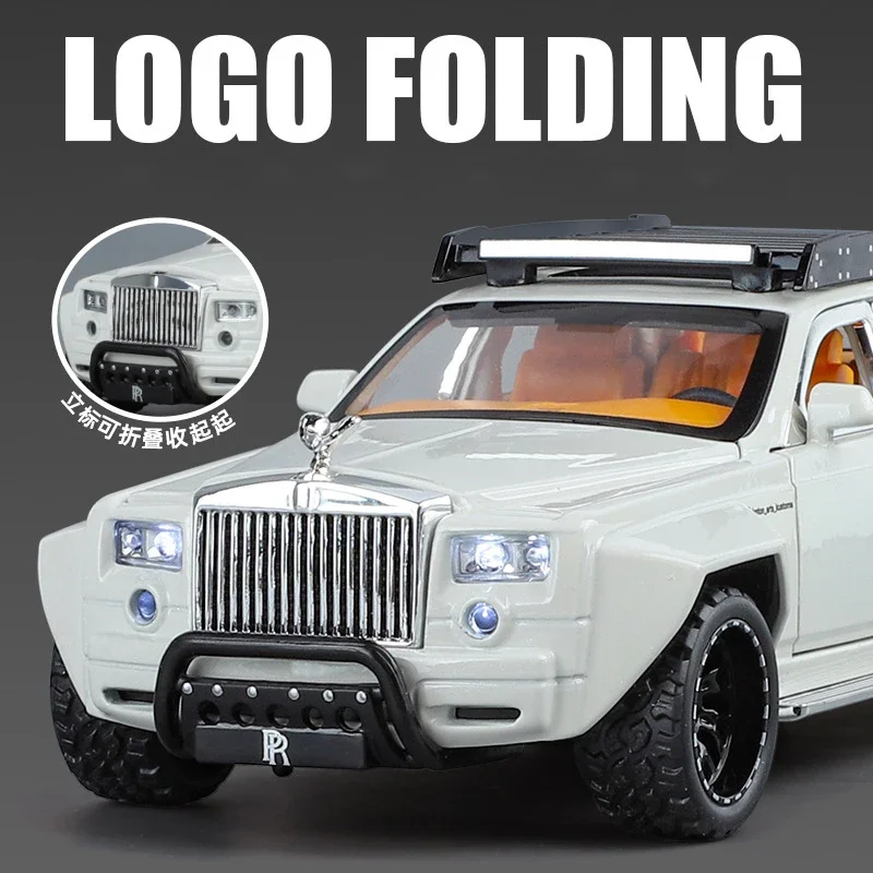 1:32 rolls-royce phantom 6x6 liga modelo de carro som e luz puxar para trás brinquedo das crianças colecionáveis presente aniversário