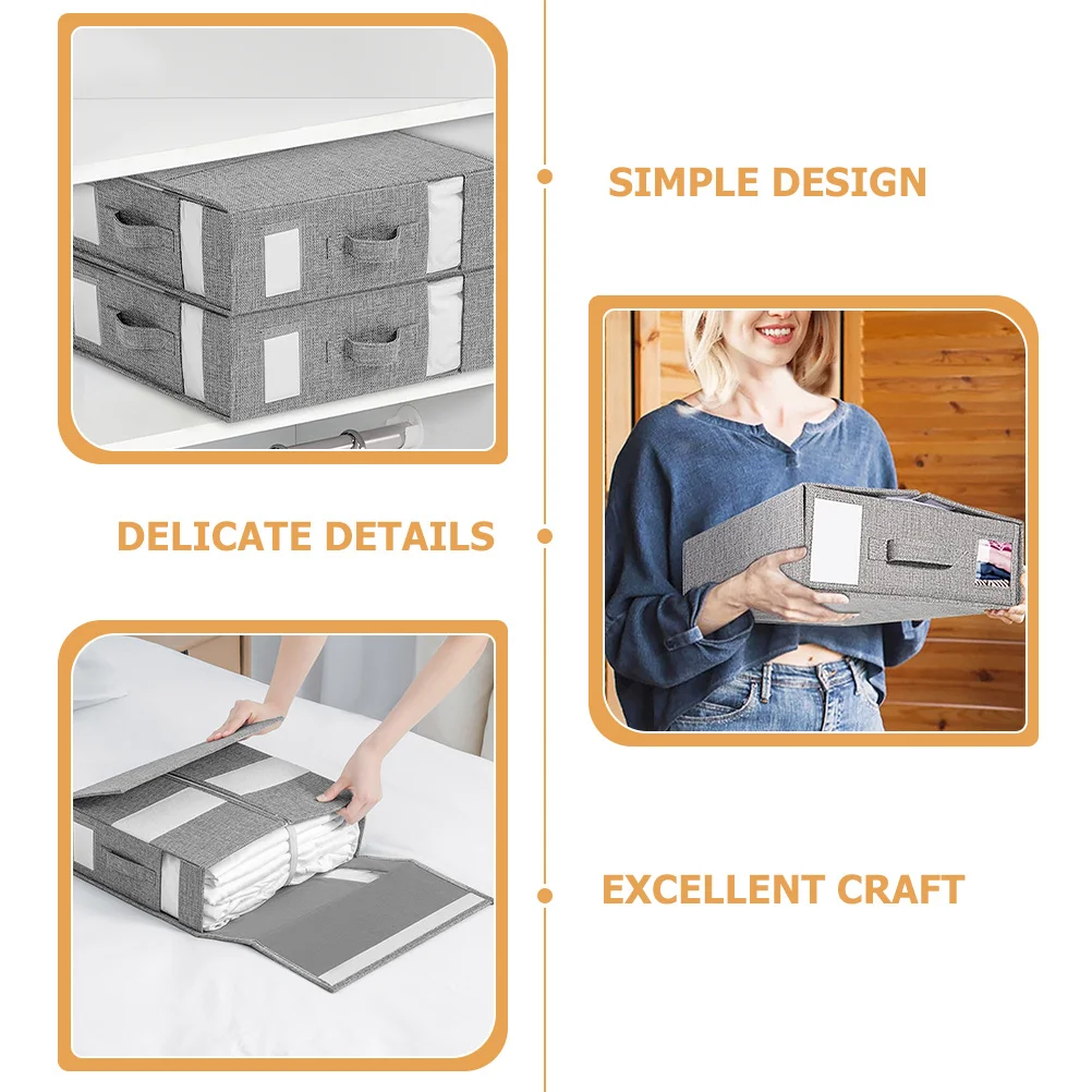 

Foldable Bed Sheet Organizer Blanket Storage Container Clear Window Zipper Closure Large Capacity Storage Box for