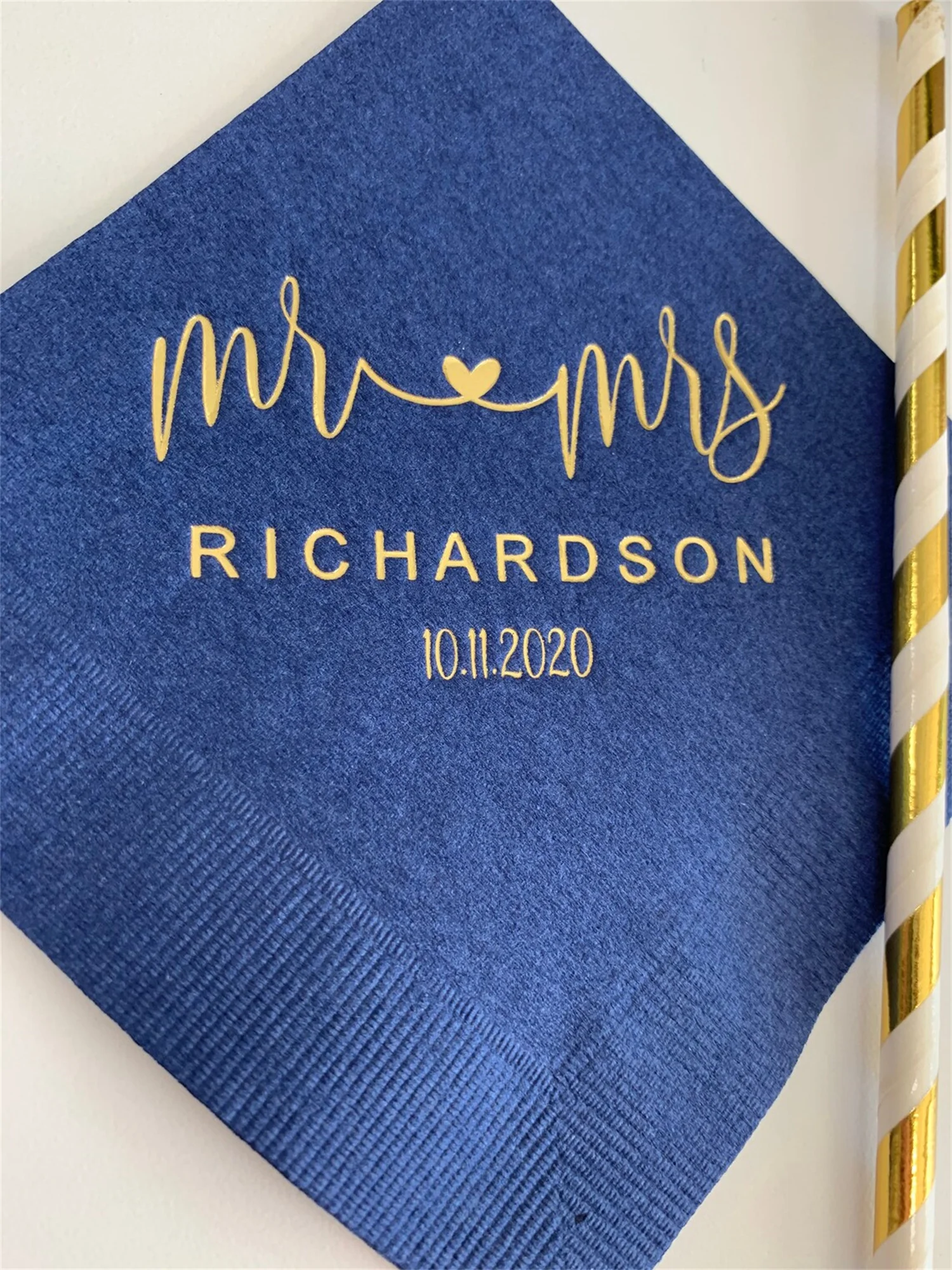 50 PCS Personalized Wedding Napkins Personalized Heart Connected Monogram Wedding Napkins Custom Bar Napkins Reception LOTS of C