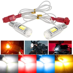 2PCS T15 Led W16W Dual Color Motorcycle Turn Signal Tail Daytime Running Light Motorcycle Car Accessories Tail Lamps