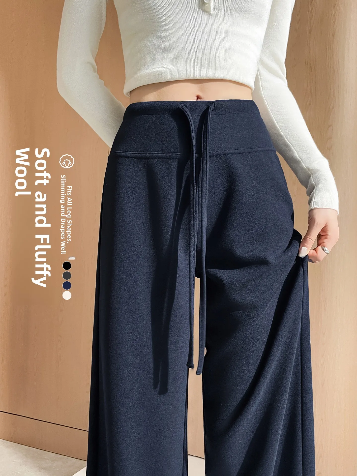 

Naxizi Women's Slim Straight Leg Pants High Waist Casual Yoga Trousers Acetate Wool Drapey Soft Comfortable Commute Pants