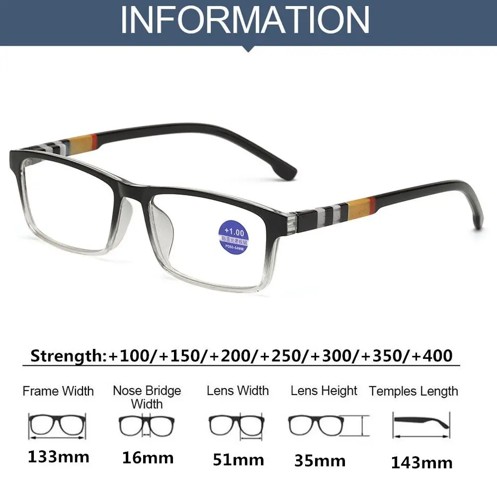 Gafas de lectura con luz azul estampadas очки, gafas cuadradas a rayas para presbicia para hombres y mujeres, gafas ultraligeras para miopía