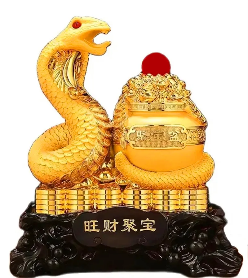 

2025 year Gold Chinese zodiac snake bank feng shui statue, Home/hotel decor presents cute creative crafts Home decoration gift