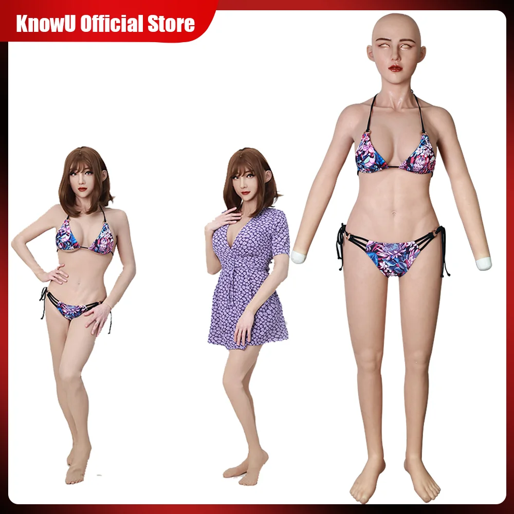 KnowU Full Silicone Bodysuit With Arm and Mask D-Cup Breast Fake Vagina Belt Urinary Tube Crossdressing Shemale Crossdresser