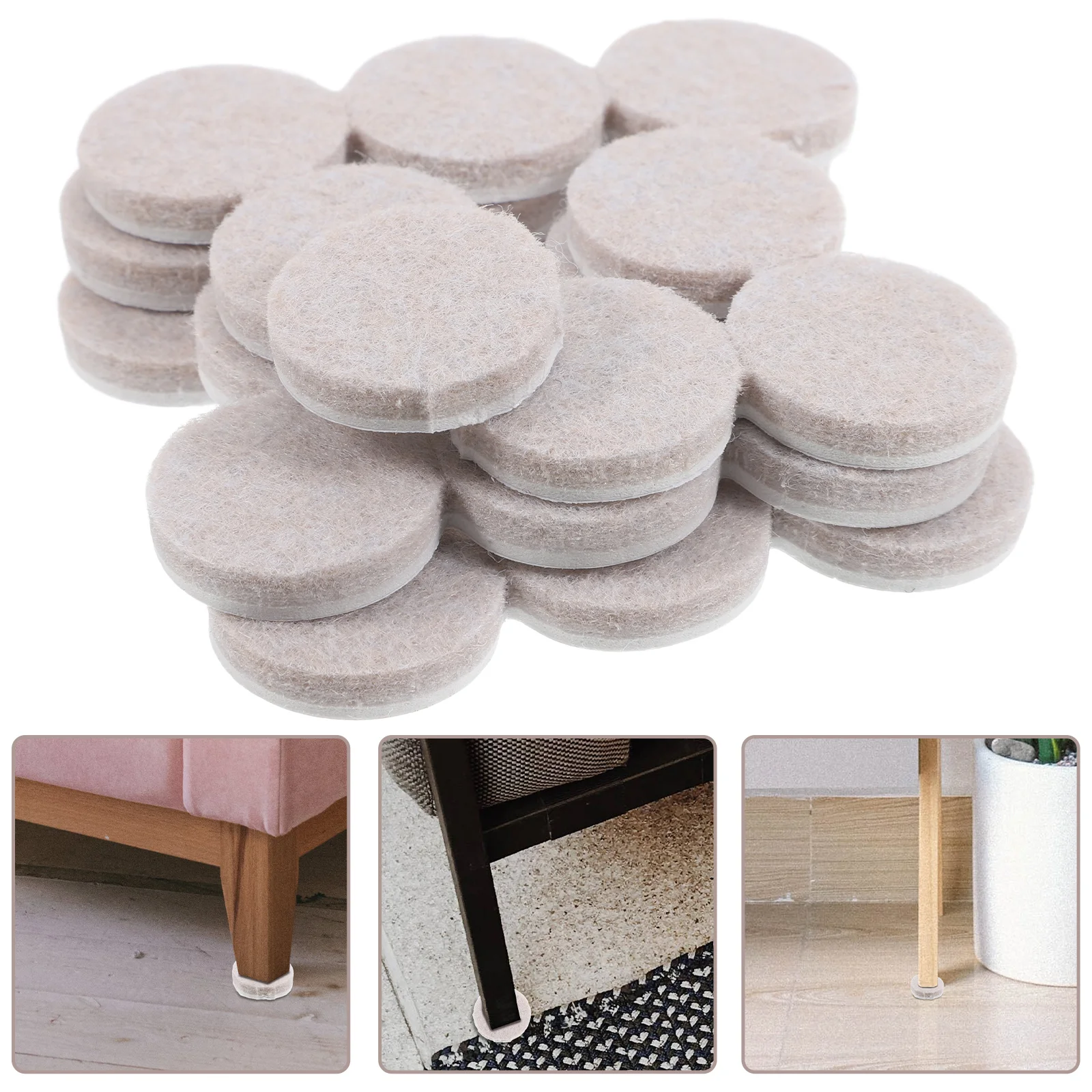 24 Pcs Felt Table and Chair Mats Foot Pads Rest Furniture Leg Round Non Slip Floor Protectors