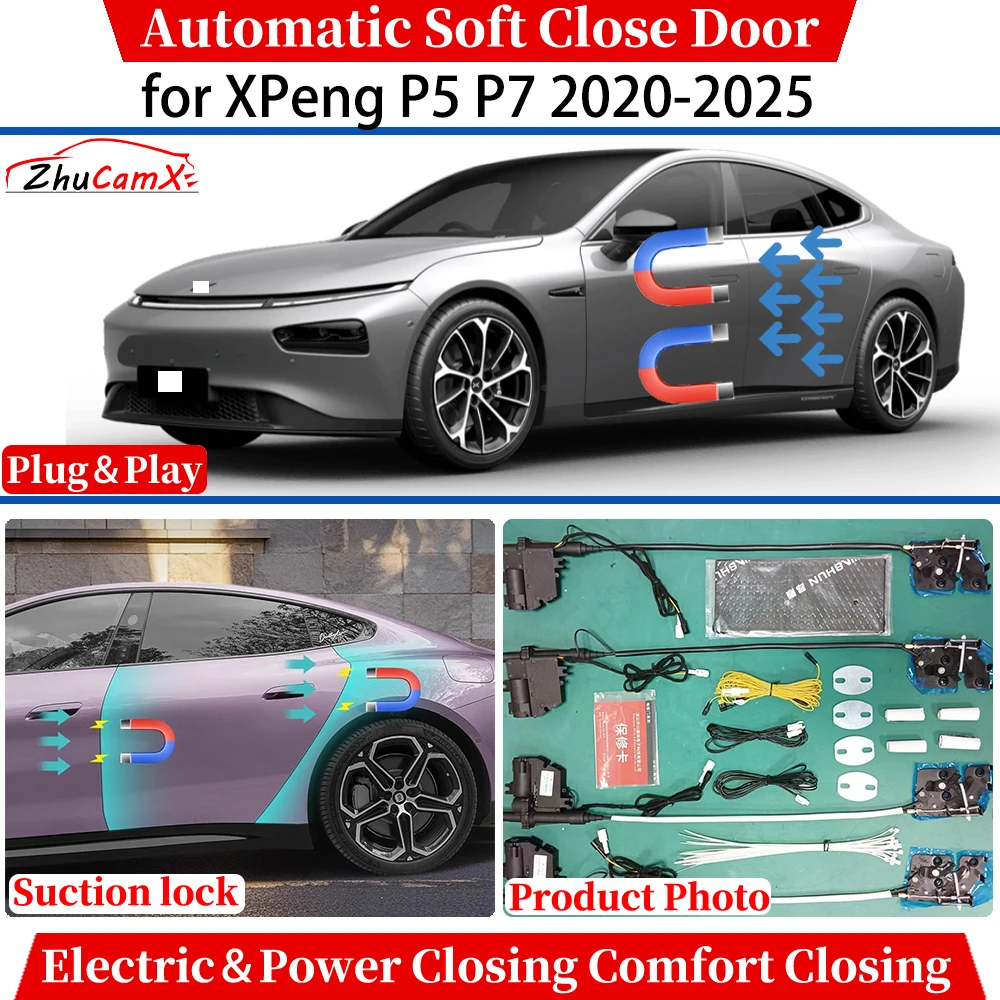 ZhuCamX for XPeng P5 P7 2020-2025 Automatic Soft Close Door Electric Power Closing Comfort Closing Suction lock Quiet System