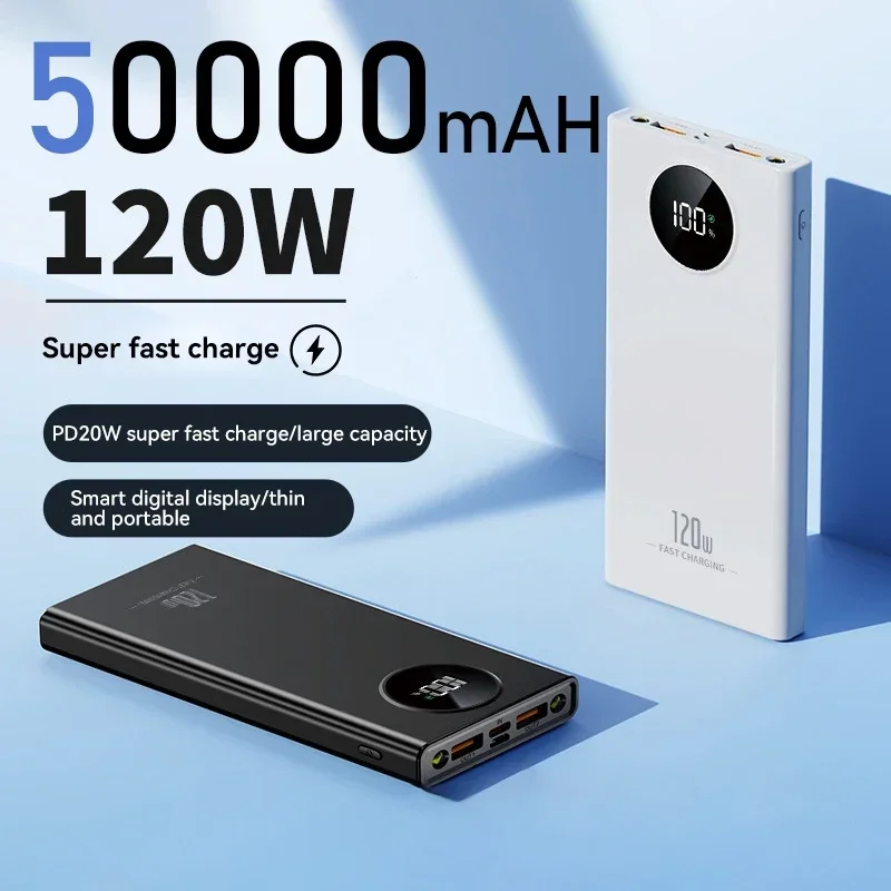 

120W 50000mAh Power Bank Super Fast Charging Ultralarge Capacity For Mobile Power External Battery For iphone Xiaomi Samsung New