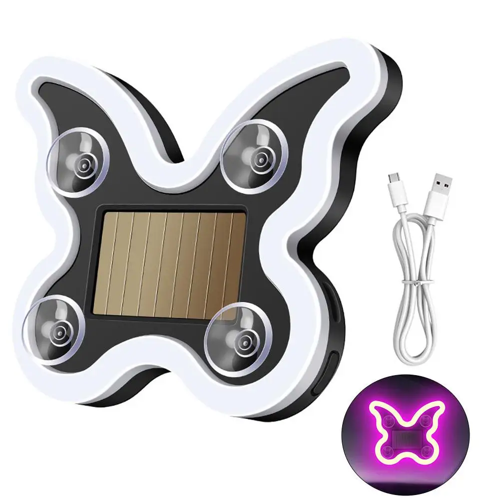 

Беспроводная автомобильная атмосферная лампа-ночник «Милая бабочка» с креплением на присоске, на солнечной батарее, с зарядкой от USB, неоновая подсветка