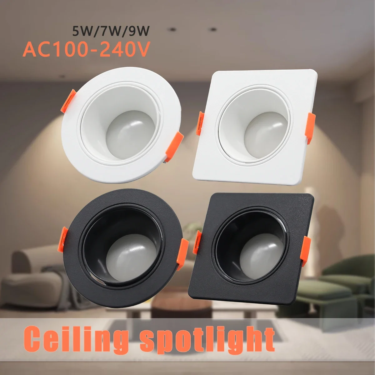 2pcs Hight Lumen Downlight 5W 7W 9W Ángulo ajustable Lámpara de techo Focos giratorios AC220V 120V iluminación interior cálido