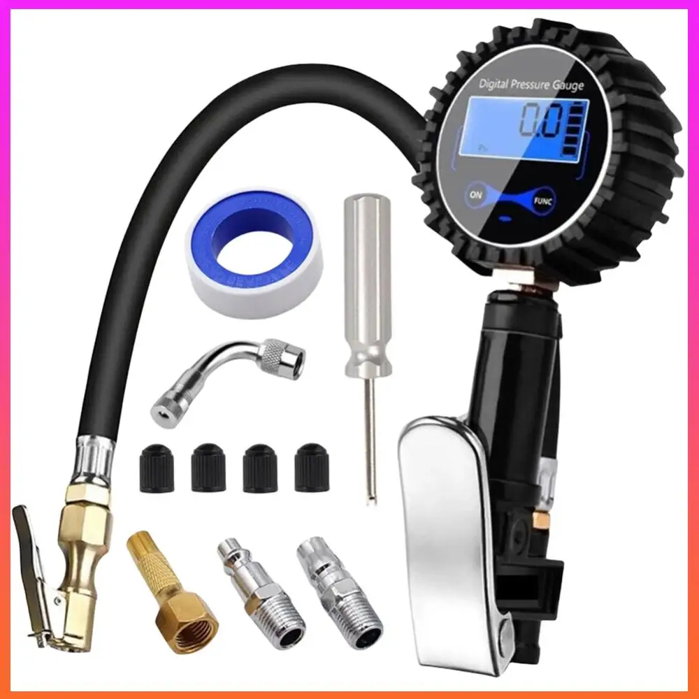 ضاغط الهواء الرقمي عالي الدقة منفاخ ضغط الإطارات الرقمي مقياس ضغط الإطارات من سبائك الألومنيوم لدراجة شاحنة SUV