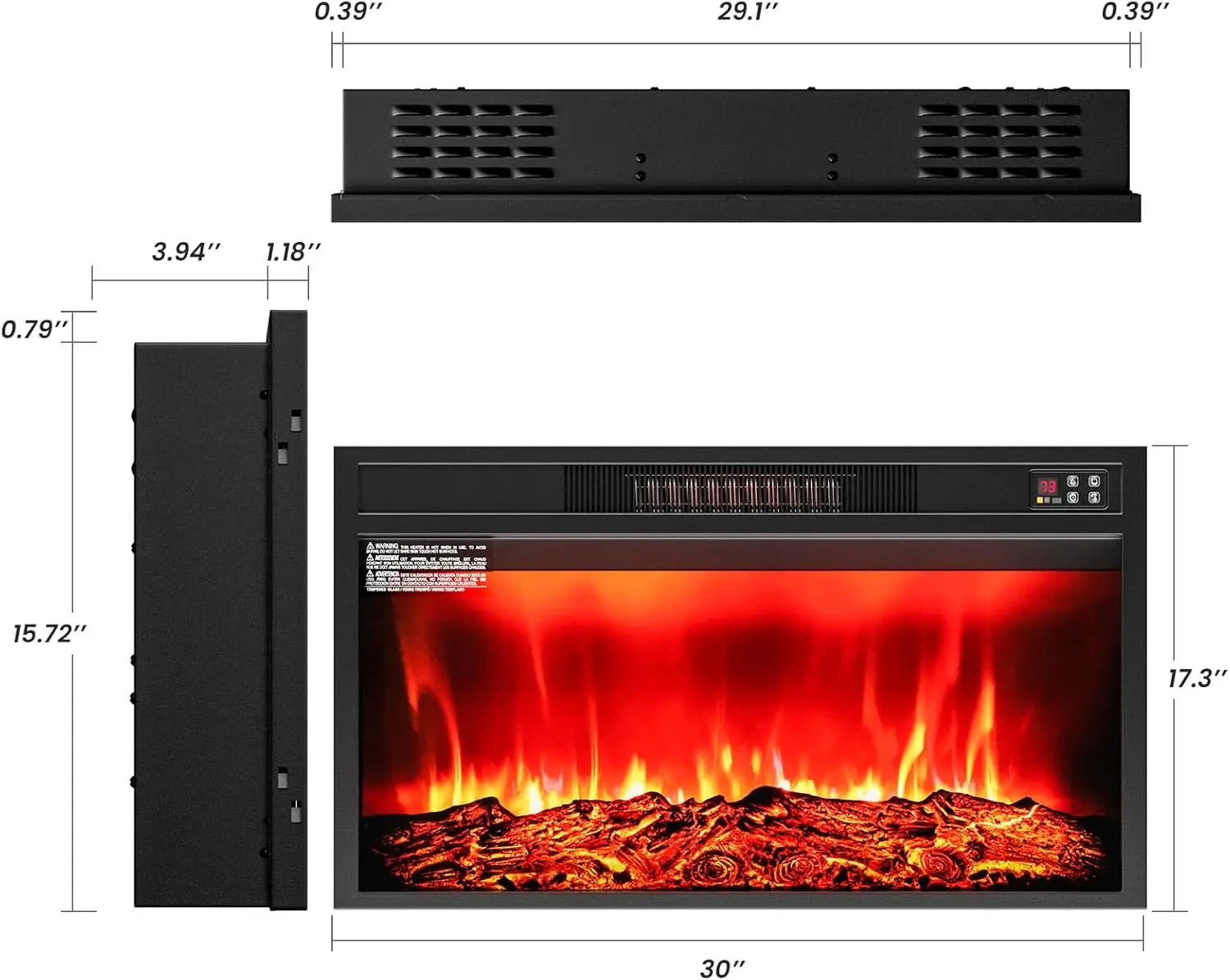 LGHM 70'' TV-standaard met open haard voor tv's tot 80 inch, witte tv-standaard met 30" open haard en LED-verlichting, boerderij entertainment cent