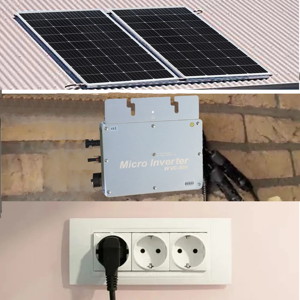 800w Glass Solar Panel Photovoltaic Panel Solar System Balcony Home for Socket 220v 230v Micro Inverter On Grid Solar PV System