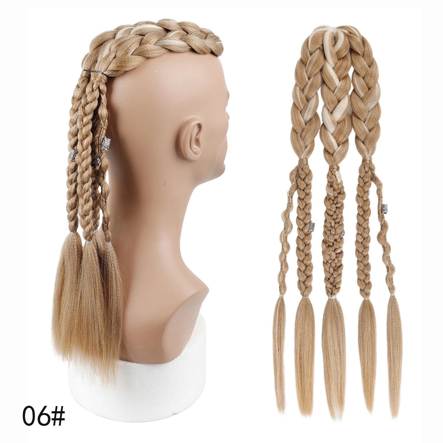 Men's Viking Mohawk Cornrow Braided Ponytail Wig