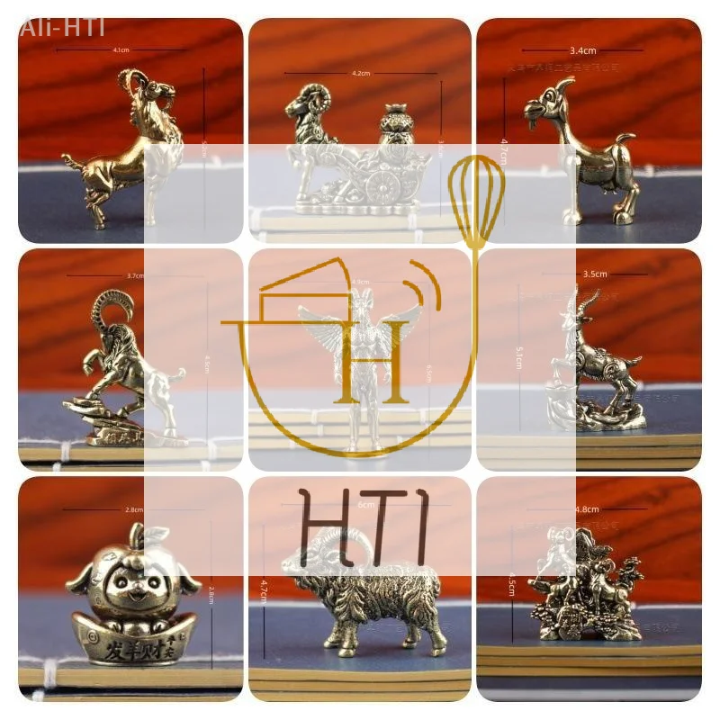 2027 Chinese Lunar Zodiac Goat Lucky Statue Solid Polished Brass Sheep Figurine Ornament for Feng Shui Home Decor Gift