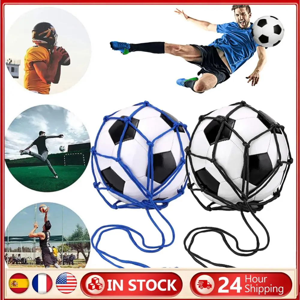 

Футбольная самотренажерная сетка с карманом для спорта на открытом воздухе, нейлоновая сетка, баскетбольная сумка, однотонная сетчатая сумка для переноски футбольного мяча для молодежи