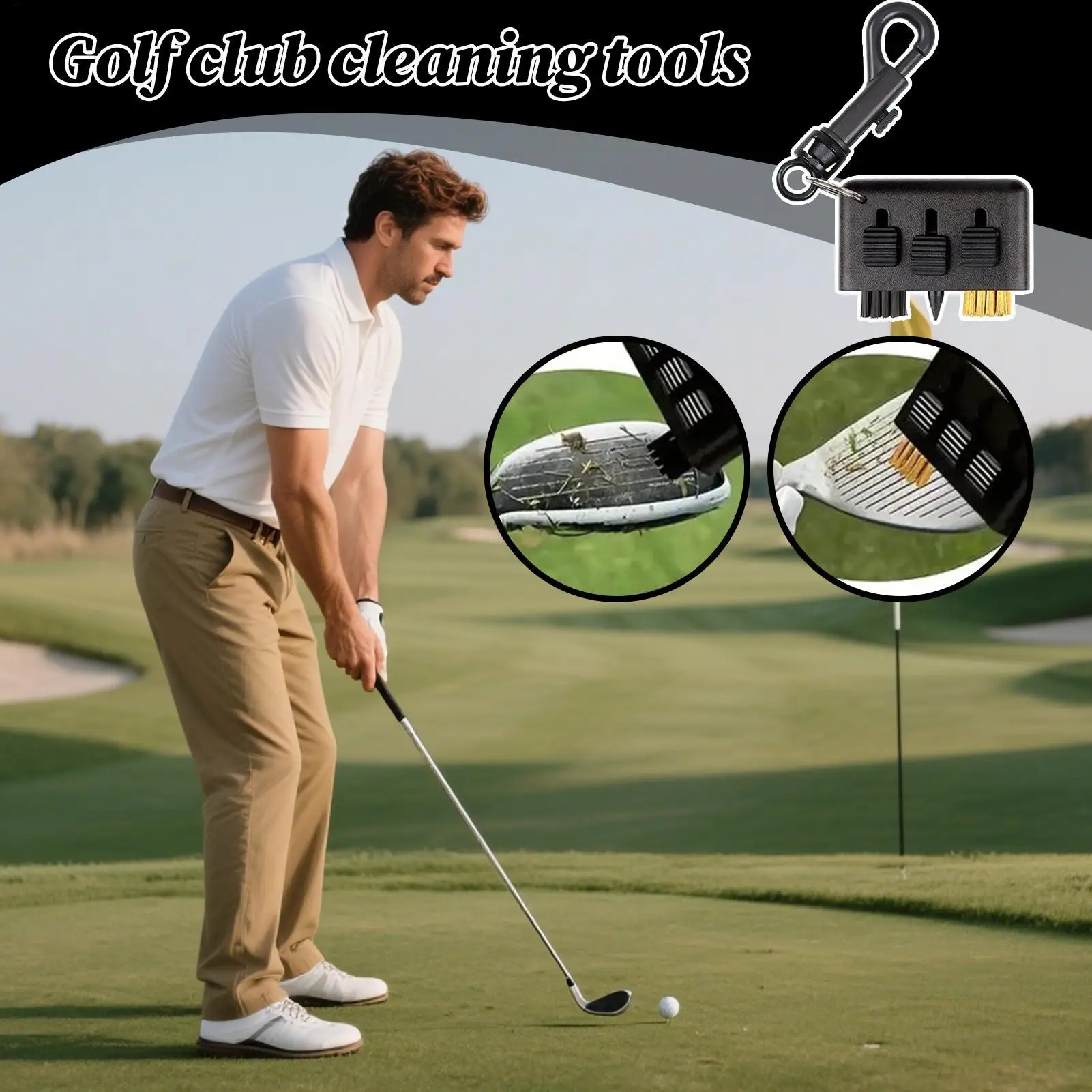 فرشاة نادي الجولف منظف الأخدود فرشاة تنظيف متعددة الوظائف للأخاديد ملحقات حقيبة الجولف للاعبي الغولف الرجال النساء المراهقين الشباب