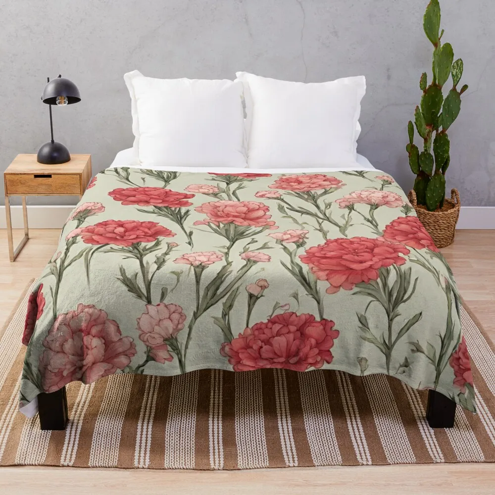 

Plants and lowers, Carnation, Happy Mothers' Day Throw Blanket Sleeping Bag Loose Single Blankets