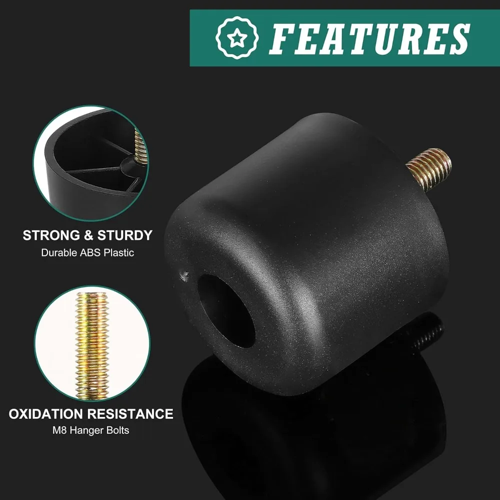 Patas de plástico para muebles de 1-1/2 pulgadas, patas de mesa cónicas redondas, patas de sofá negras, patas de repuesto con pernos de suspensión M8 para mesa de sofá