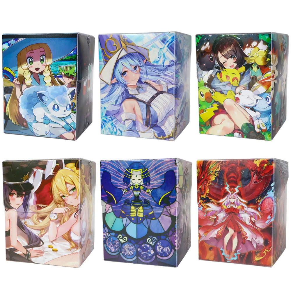 100+ Anime Card Deck Box Large Capacity with Divider PP Trading Card Games Storage Organizer Cases for TCG/MGT