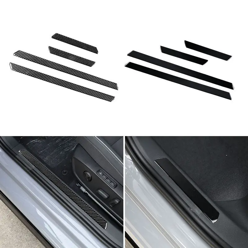 

For Volkswagen Golf 8 GTI MK8 21-23 Car Decorative Stickers Door Welcome Pedal Panel Trim Cover Piano Black/ Black Carbon Fiber