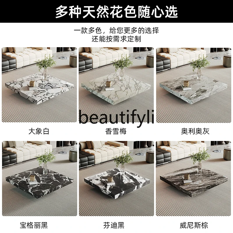 Natural marble coffee table living room household square high-end suspended luxury stone, modern Italian minimalism