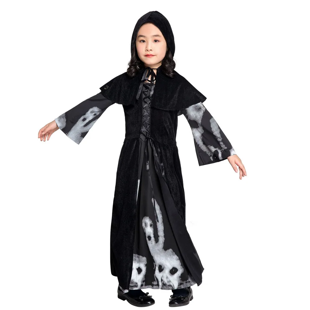 

New Children's Skull Print Death God Costume Stage Performance Outfit Six One Children's Girl Stage Performance Costume