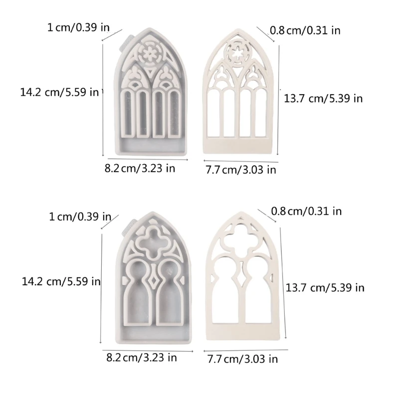 5pcs Silicone Moulds House Shape Candlesticks Resins Molds Gothic House Candle Holder Silicone Molds DIY Castings Mould