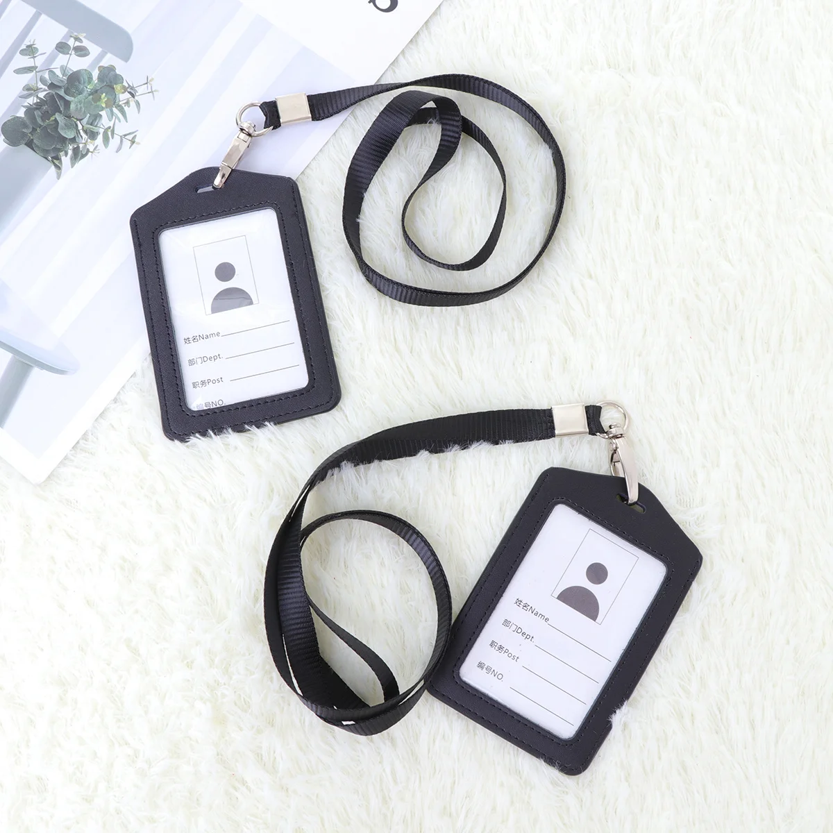

2pcs Id Badge Holders Transparent For Office School Business Travel Badge Holders Id Organizer Table Storage
