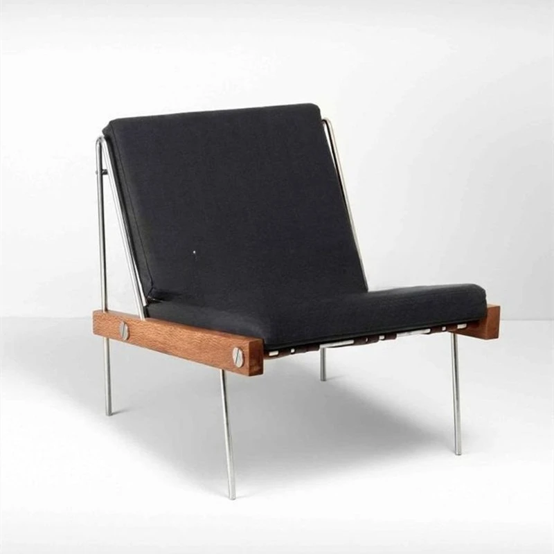 

Medieval creative metal solid wood sofa chair woven leather back single chair hotel clubhouse leisure chair