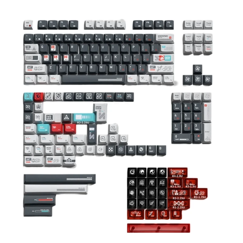 2025 New 183 Keys Moon Program Keycap Set Using Five Sides Heat Sublimated Enhances Gaming Mechanical Keyboard Aesthetics