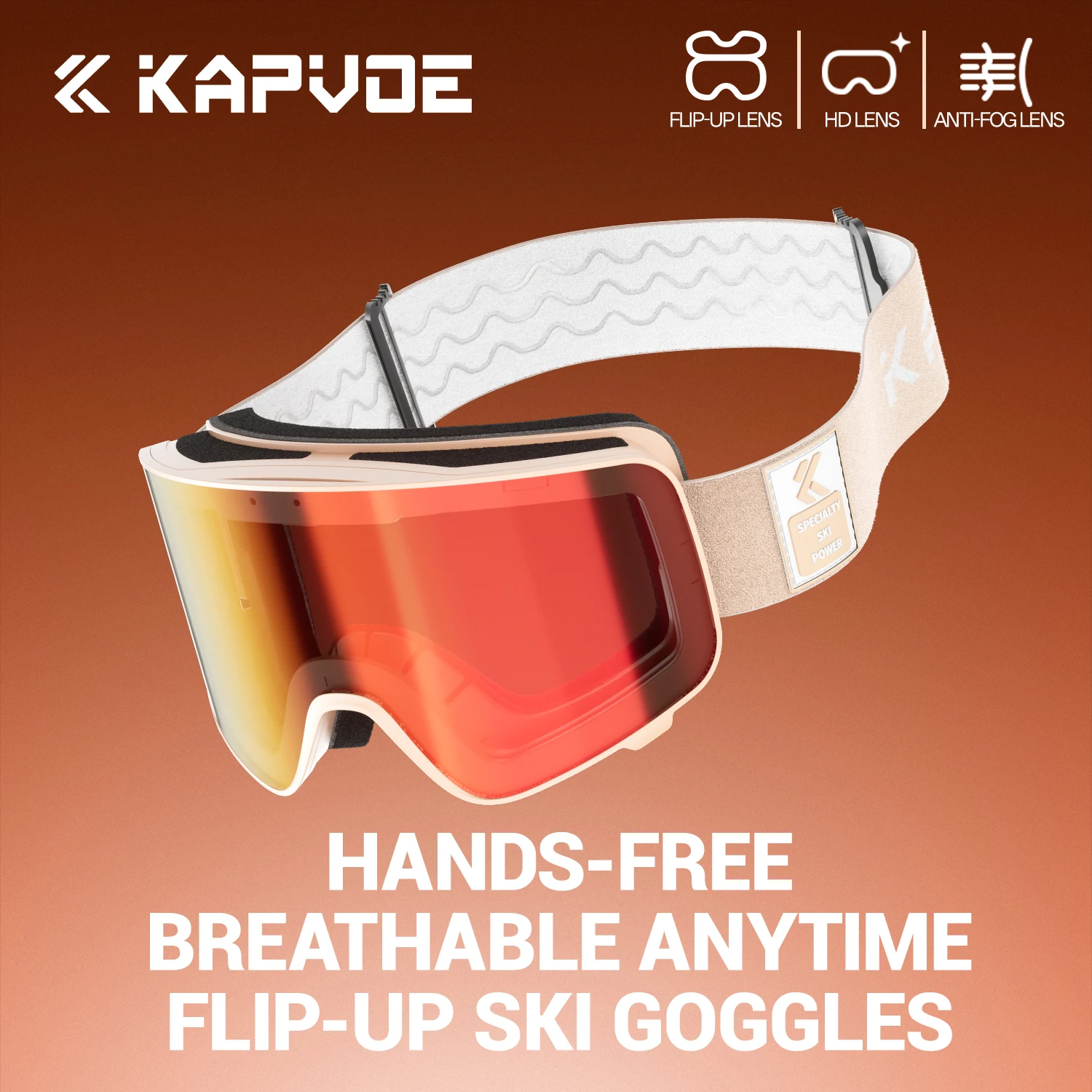

Kapvoe Photochromic Ski Goggles Magnetic Anti-Fog Flip-up Lenses UV400 Protection Men Women Ski Goggles Sports Snow Sunglasses