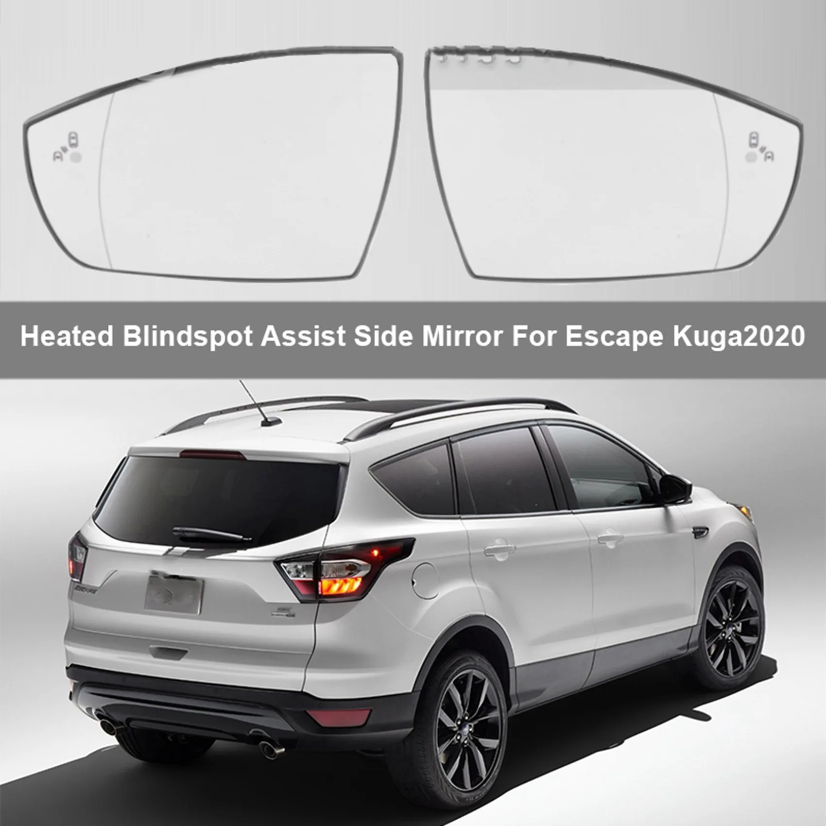 For Ford Escape 2020 Car Rearview Mirror Glass Lens with Heated Blind-Spot Assist Side Mirror Reflector Lens