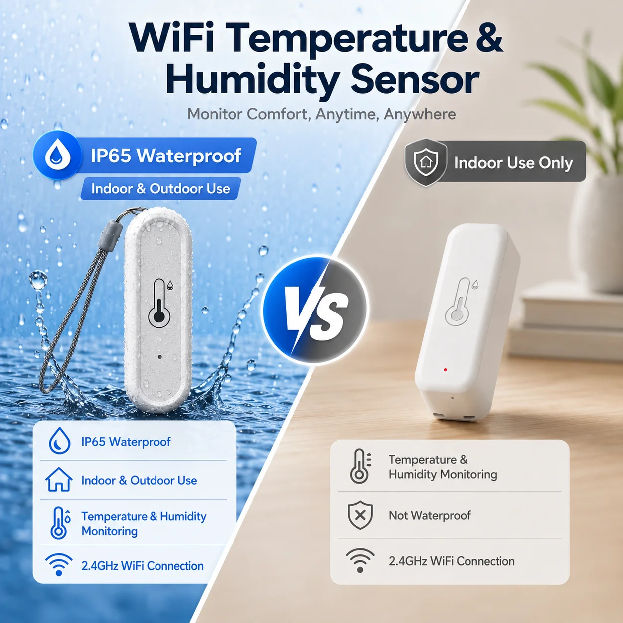 Tuya Wi-Fi Temperature and Humidity Sensor – Supports Smart Life Remote Control Compatible with Yandex and Alexa
