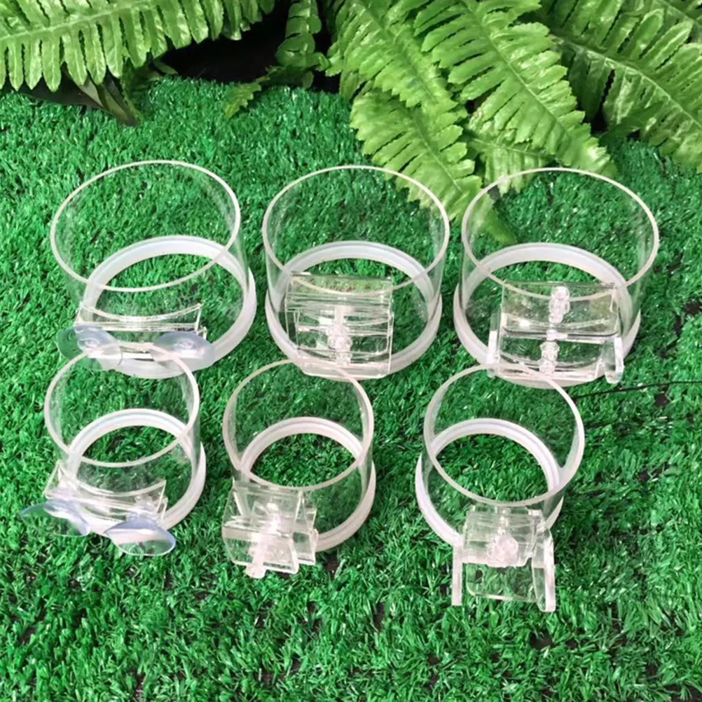 

1pc Acrylic Fish Cup Transparent Aquarium Feeder Adjustable Hook 7Cm For Tank Wall 1.5Cm Below Feeding Ring Design Fish Tank